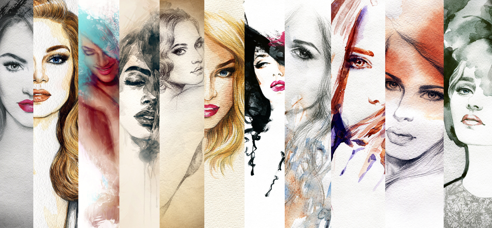 Beautiful woman face. watercolor illustration