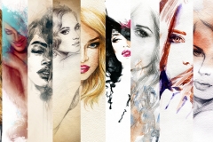 Beautiful woman face. watercolor illustration