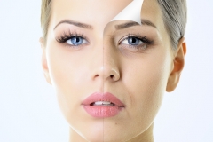 anti-aging concept, portrait of beautiful woman with problem and clean skin, aging and youth concept, beauty treatment