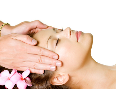 Spa Massage. Beauty Woman Getting Facial Massage. Day-Spa